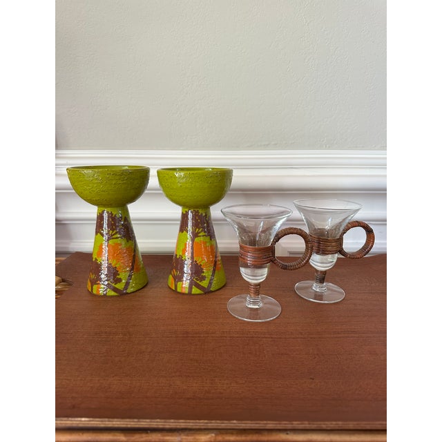 Vintage Rosenthal Netter Aldo Londi for Bitossi Art Pottery Candleholders, Made in Italy - A Pair For Sale - Image 12 of 18