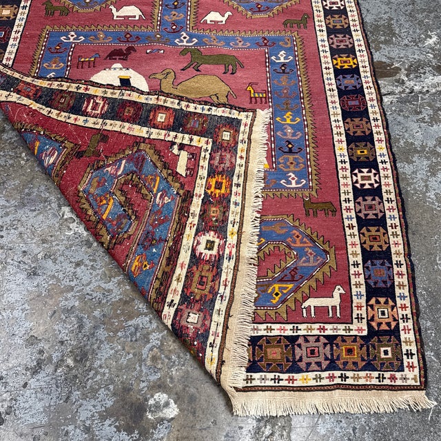 3ft 11in × 5ft 3in Azerbaijani Kilim Area Rug For Sale - Image 9 of 12