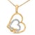 Contemporary Gold Vermeil Diamond Accent Double Heart Pendant Necklace For Sale - Image 3 of 4