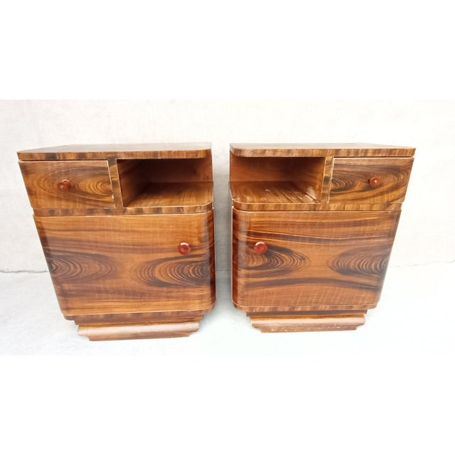 Mid-Century Modern Art Deco Bedside Tables by Jindrich Halabala for Up Závody, 1940s, Set of 2 For Sale - Image 3 of 18