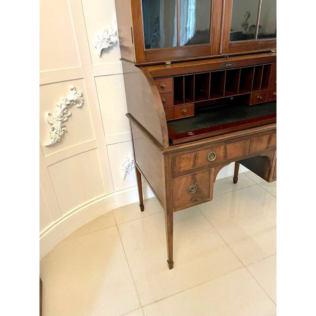 Antique Edwardian Mahogany Cylinder Bookcase For Sale - Image 11 of 13