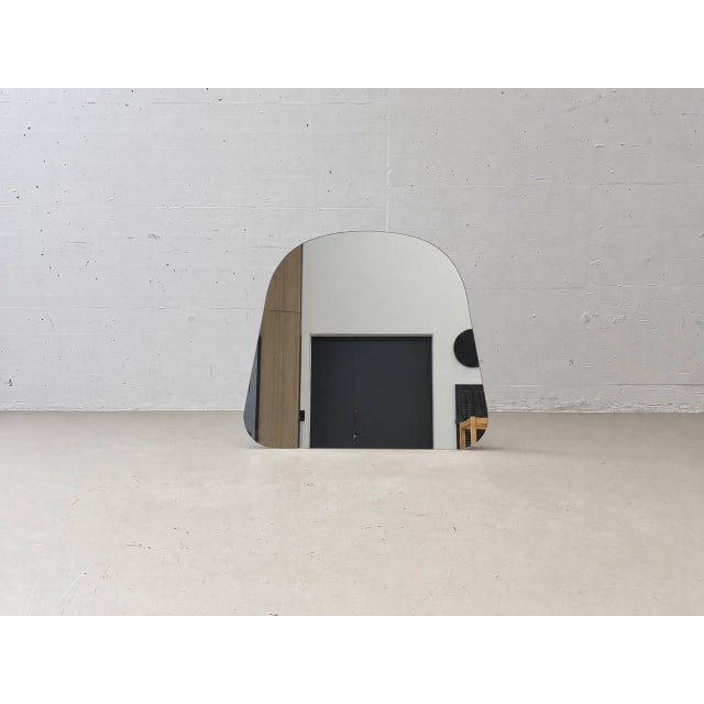 Brown Mid-Century Organically Shaped Standing Mirror with Wooden Frame For Sale - Image 8 of 14