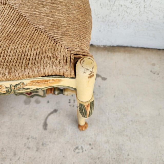 Habersham French Country Dining Chairs Rush Hand Painted For Sale - Image 10 of 12