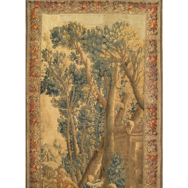 French 18th Century French Aubusson Rustic Tapestry For Sale - Image 3 of 4