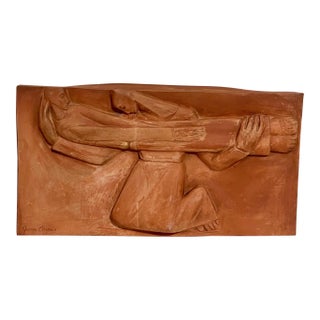 George Aarons, Large George Aarons Terracotta Sculpture Relief Art Deco Plaque Wpa Artist For Sale