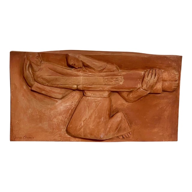 George Aarons, Large George Aarons Terracotta Sculpture Relief Art Deco Plaque Wpa Artist For Sale