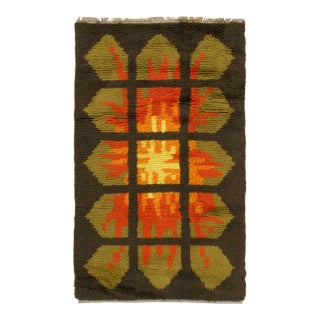 Vintage Swedish Rya Wool Rug in Grid Design by Rug & Kilim, 1950-1959 For Sale