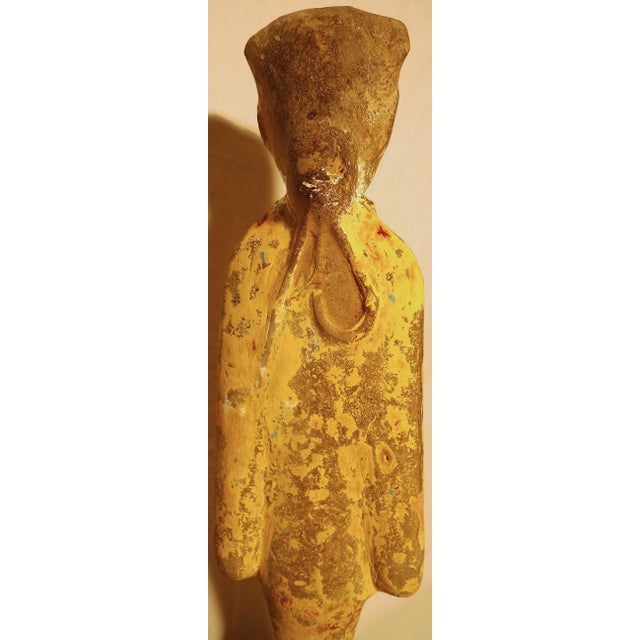 Yellow Large Chinese Painted Pottery Figurine of a Court Lady, Han Dynasty For Sale - Image 8 of 9