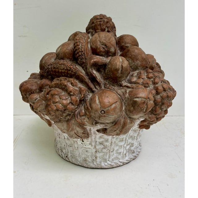 19th Century French Terracotta Fruit Basket Centerpiece Sculpture For Sale - Image 4 of 12
