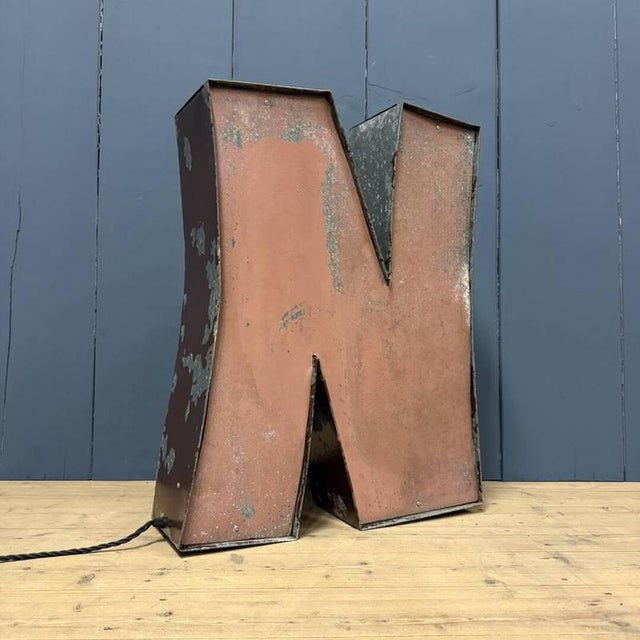 Large Zinc Letter N with Lighting, America For Sale - Image 6 of 16