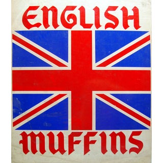 Vintage English Muffins Union Jack Sign For Sale
