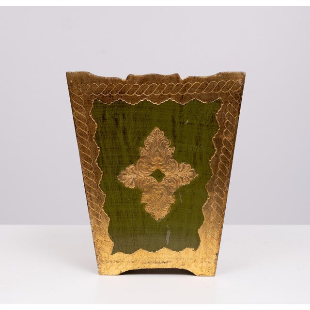 Brown Florentine Newspaper Rack, Letter Holder & Paper Basket, Italy, 1960s, Set of 3 For Sale - Image 8 of 18