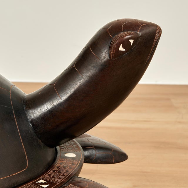 Vintage Carved Wood Fijian Turtle Kava Bowl For Sale - Image 11 of 14
