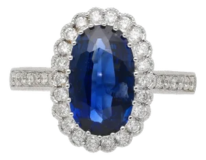 Vintage 2.38 Carat No Heat Oval Blue Sapphire & Milgrain Finish Ring Size 6