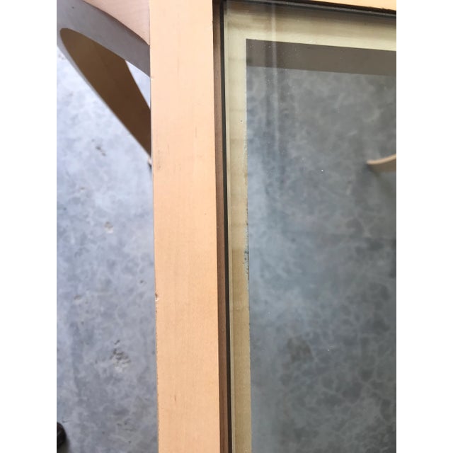 Large Modern Sculptural Wood and Glass Console Table / Desk For Sale - Image 12 of 13