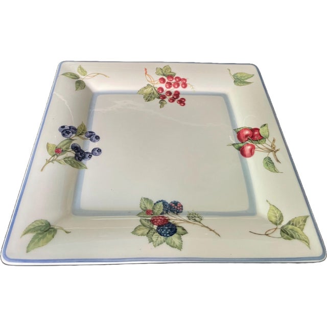 Traditional Vintage Villeroy & Boch Square Dinner Plate – Cottage Pattern With Fruit Motif – Made in Germany For Sale - Image 3 of 7