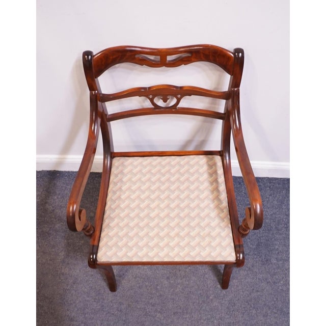Brown Vintage Antique Solid Mahogany Traditional Duncan Phyfe Style Dining Arm Chair For Sale - Image 8 of 10