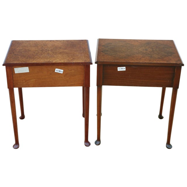 Mid-Century Burr Walnut Bedside Tables from the Savoy Hotel, London, 1950s, Set of 2 For Sale - Image 9 of 13