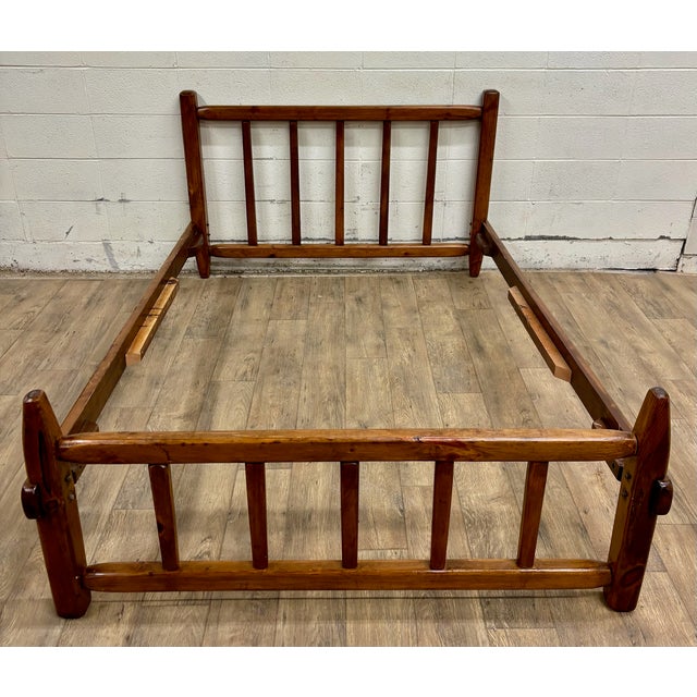 Wood Vintage Full Size Mission Arts and Crafts Rustic Style Slat Bed For Sale - Image 7 of 12
