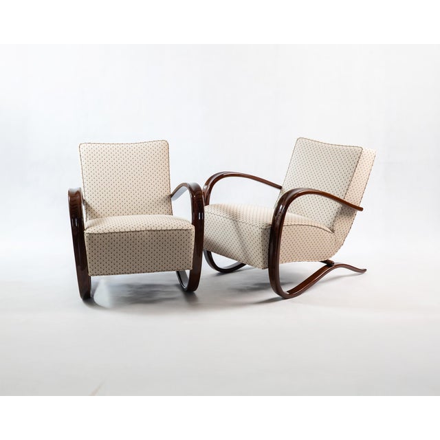H-269 Chairs and Ottoman by Jindřich Halabala for Up Závody, 1930s, Set of 3 For Sale - Image 3 of 6