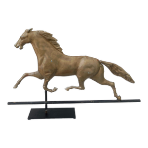 Antique 19th C Full Bodied Copper Gold Painted Gold Horse Weathervane C1890s
