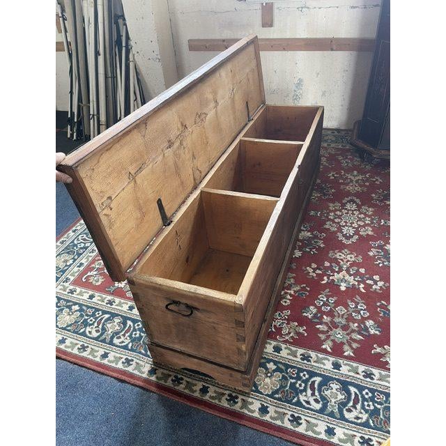 Gold Antique Chest in Thick Pine Wood, 1870 For Sale - Image 8 of 13
