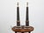 A pair of French steel and brass table lamps from the mid 20th century, with lucite bases. Created in France during the...