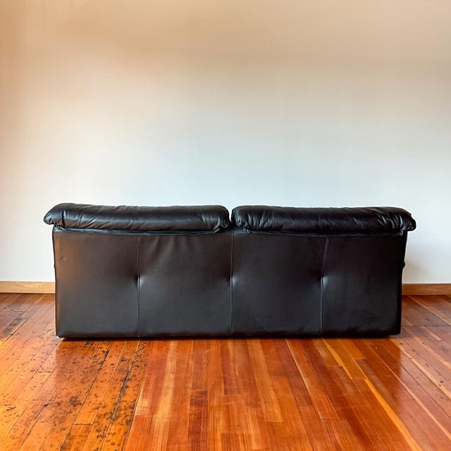 1970s 1970s Roche Bobois Black Draping Leather Sofa For Sale - Image 5 of 10