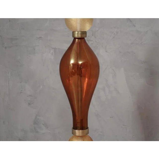 Mid-Century Modern Murano Amber and Gold Blown Glass Table Lamp, 1980s For Sale - Image 3 of 8