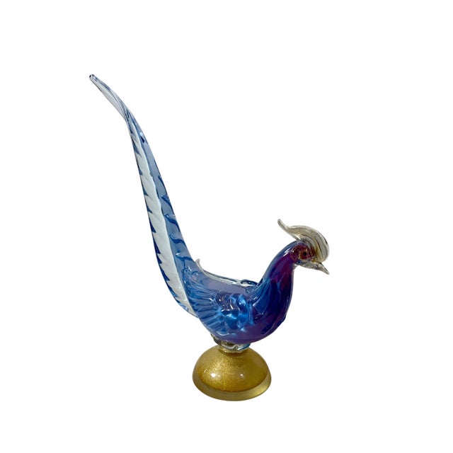 Blue and Gold Murano Style Glass Bird Figurines, Italy, Circa 1950s - A Pair For Sale - Image 9 of 12
