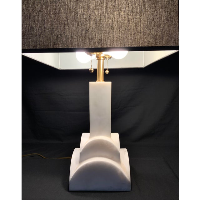 White Late 20th Century Frederick Cooper Art Deco Marble Table Lamp For Sale - Image 8 of 12