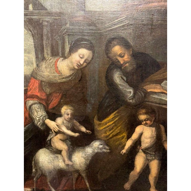 17th Century Spanish Baroque Oil on Canvas – The Holy Family with the Lamb, Folower/ Circle/Workshop of Bartolomé Esteban...