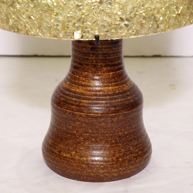 Mid-Century Modernist Ceramic Table Lamp in Red Iron Oxide With Resin Shade For Sale - Image 12 of 13