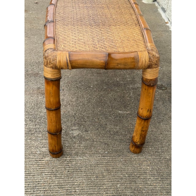 Mid 20th Century Vintage Bamboo and Woven Rattan Console Table, 1970s For Sale - Image 5 of 12