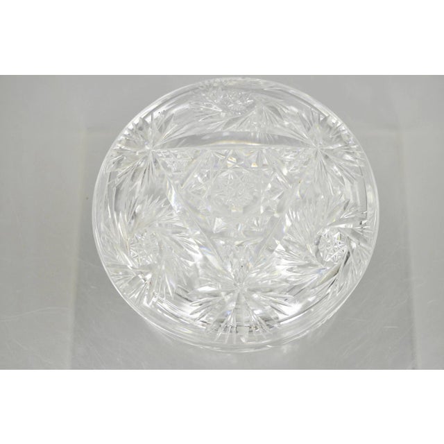 Vintage Art Deco Bohemian Cut Crystal Glass Czech Ladies Vanity Powder Jar For Sale - Image 10 of 12