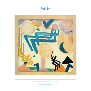 After Paul Klee - "Scenic Hieroglyph With Emphasis on Sky-Blue" Vintage Art Print Lithography 1989 80s