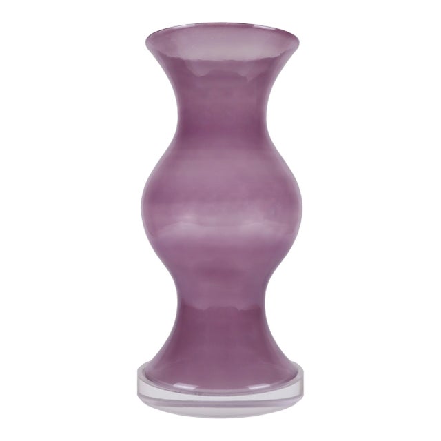 Kandice Glass Hurricane on Acrylic Base, Orchid For Sale