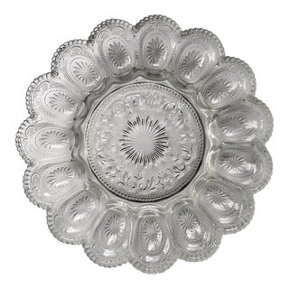 Early 20th Century L. E. Smith Pressed Glass Egg/Oyster Serving Plate For Sale