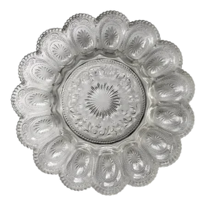 Early 20th Century L. E. Smith Pressed Glass Egg/Oyster Serving Plate