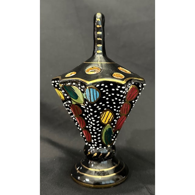 Vintage Italian Mid-Century Fima Deruta Black and Gold Centerpiece Desk Accessory For Sale - Image 10 of 10