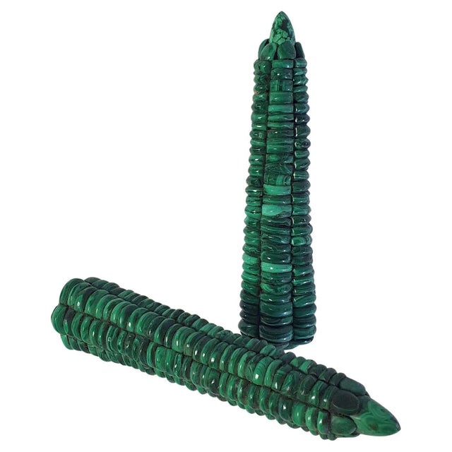 Malachite Corn on the Cobs, 1980s, Set of 2 For Sale - Image 6 of 6