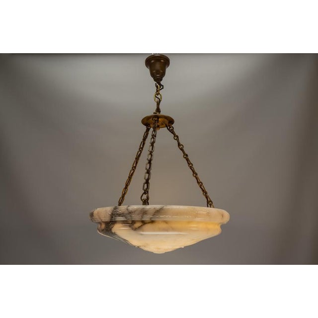 Extra Large Art Deco Six-Light Alabaster Pendant with Dark Veining, 1920 For Sale - Image 18 of 18