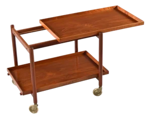 Refinshed Poul Hundevad for Vamdrup Danish Expanding Teak Bar Cart