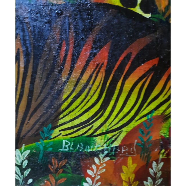 Paint Vintage Smith Blanchard Folk Art Jungle Wildlife Framed Painting For Sale - Image 7 of 9