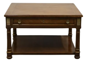 Heritage Furniture Banded Burled Walnut Italian Provincial 30" Square Accent End Table