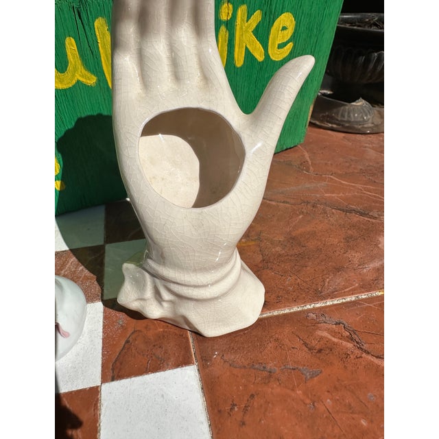 Pair of 1970s White Ceramic Hand Vases For Sale In Atlanta - Image 6 of 9