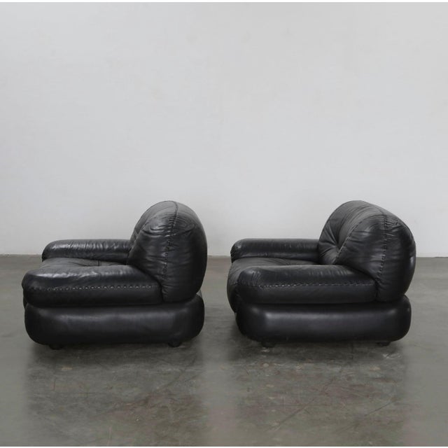 Pair of 1970’s Adriano Piazzesi Stitched Leather Lounge Chairs For Sale - Image 13 of 18