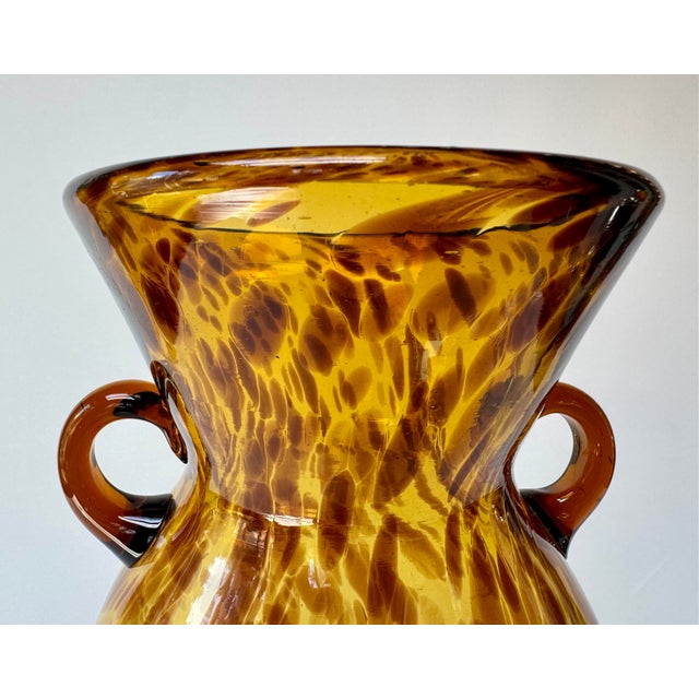 Mid-Century Modern Vintage Tortoiseshell Art Glass Amphora Vase For Sale - Image 3 of 10
