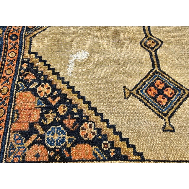 Antique Persian Serab Area Rug, Hand-Knotted Wool, Geometric Medallion Pattern, Camel Hair & Brown, 4x5 For Sale - Image 16 of 18