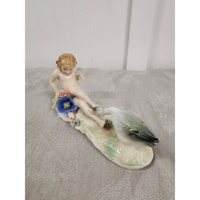 1930s 1930s Karl Ens German Child and Goose Porcelain Figurine For Sale - Image 5 of 5